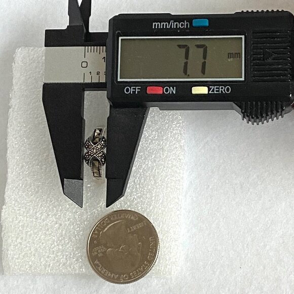 Sterling Silver 925 Marcasite X Criss Cross Knot Band Ring Sz 7.5 - Picture 14 of 16